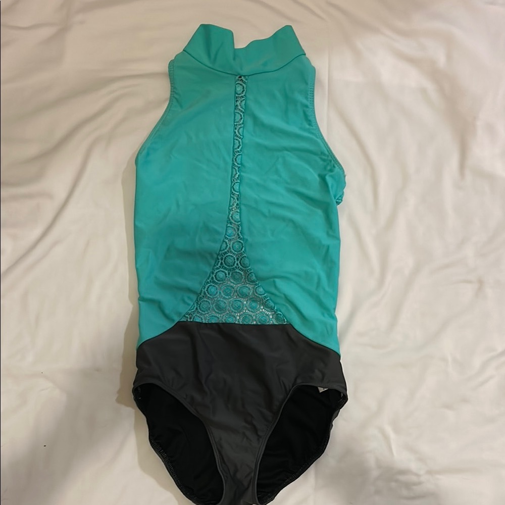 Turquoise and Gray Five leotard